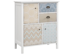 Cômoda Armário 2 Gavetas 3 Prateleiras Antitombamento Sala Quarto Branco 68x34x80cm