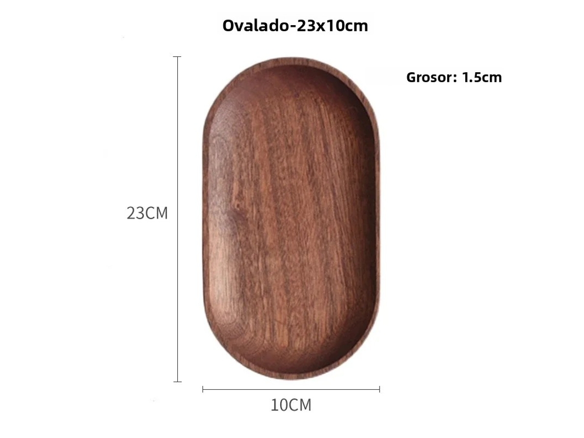 Bandeja Oval de Madeira para Xícara de Chá , Também Pode Ser Usada como Fruteira Decorativa. MDUG (23x10cm)