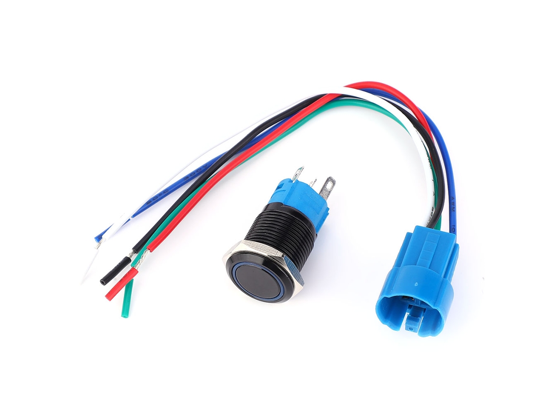 Laxiscreed Interruptor De Metal 5 Pinos Com Luz Azul, Auto-resetável 1no1nc