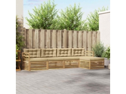 Vidaxl Conjunto De Sofás Para Exterior 5 Unid. Branco E Bege Poliéster