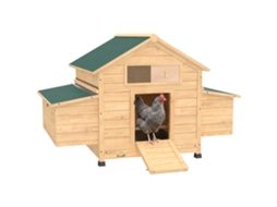 Galinheiro de Madeira Externo com 2 Ninhos, Cabides Removíveis para Bandeja, Telhado Impermeável 150x100x96,5 Cm Amarelo pt