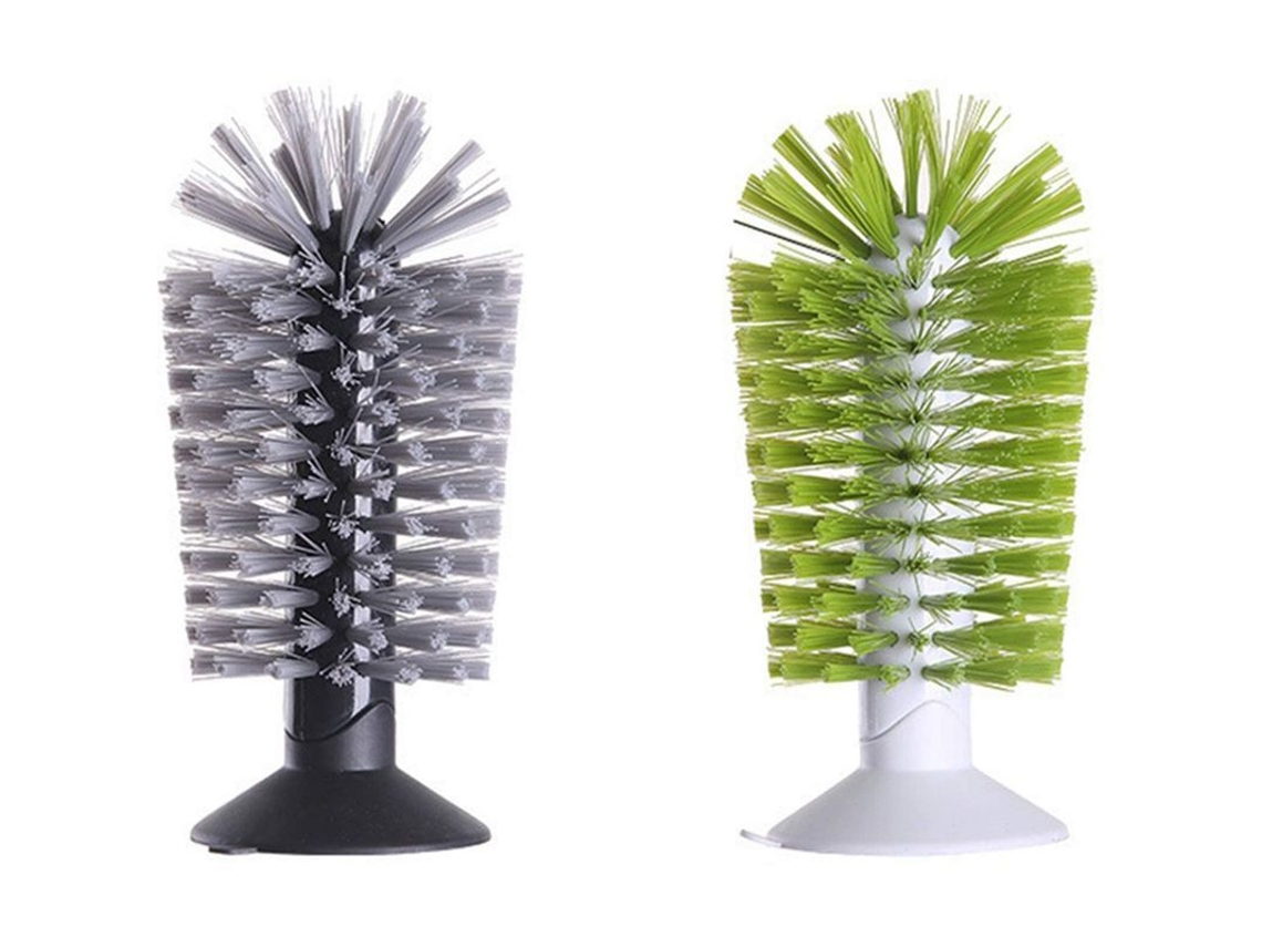 Escovas de Limpeza para garrafas com base de sucção, ferramentas para pia, verde e cinza com S/MARCA