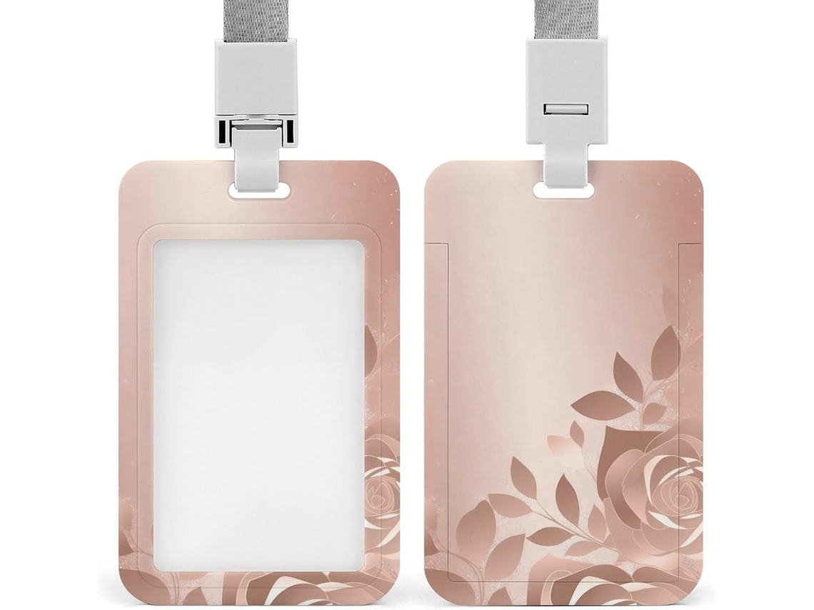 Porta Crachá Rosa, Protetor De Crachá Vertical Com Cordão, Capa Plástica Impermeável, Estojo Crachá