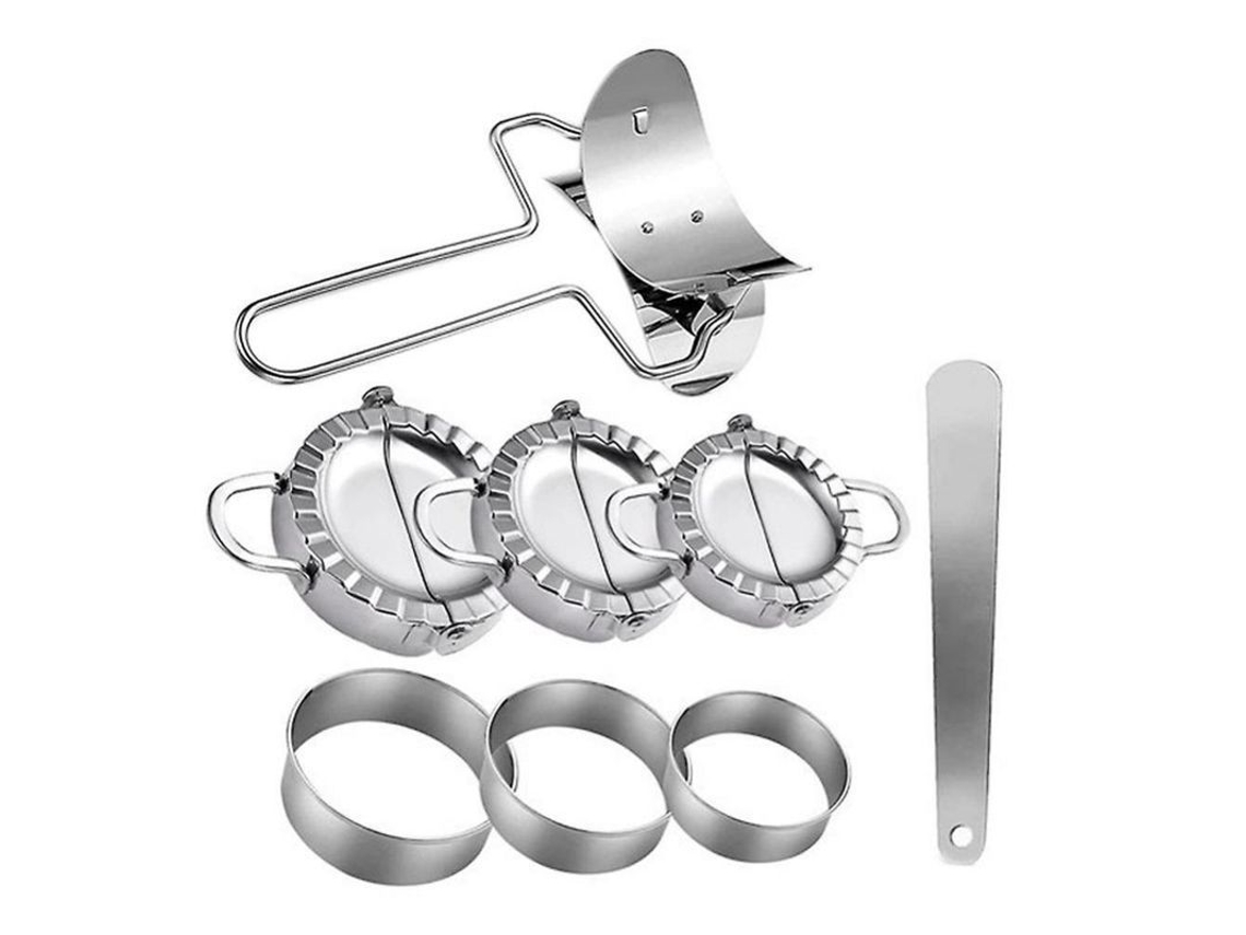 2026 conjunto de Ferramentas para Dumplings, Moldes e Cortadores de Wonton e Gyoza, Aço Inoxidável, 8 Peças Plata