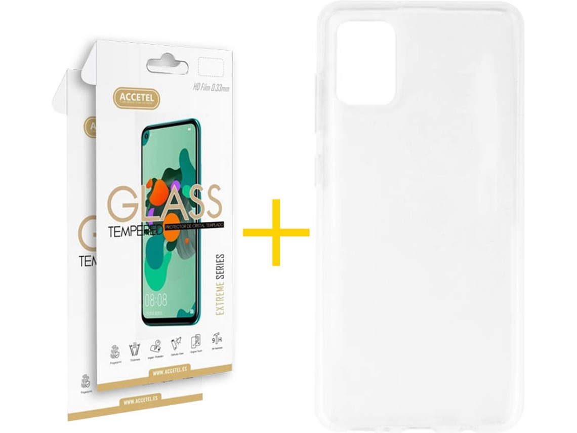 Kit Capa e 2 Películas Samsung Galaxy A51 5G ACCETEL Liso (Transparente)