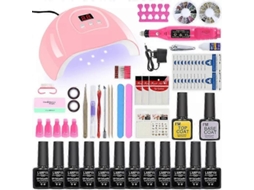 Kit De Unhas Com Lâmpada Uv De 54/24 W, 12/6 Cores De Verniz De Gel, Base, Acabamento E Torno Elétrico Para Manicure