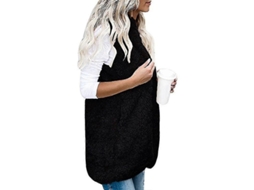 Chaleco de Pelúcia para Mulher, Sem Mangas, Inverno, Preto S/MARCA
