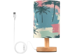 Abajur De Cabeceira Em Formato Palmeira Para Quarto, Com Portas De Carregamento Usb C, Luminária De Mesa Cabeceira