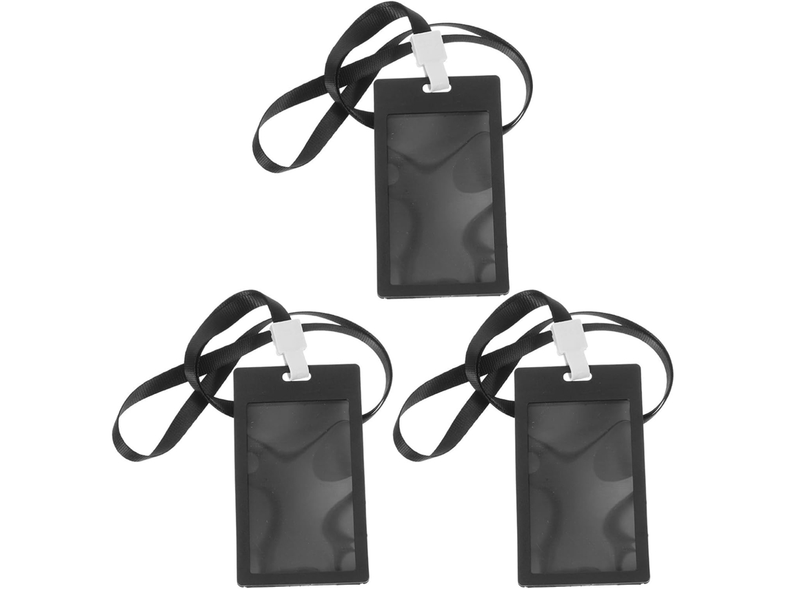 Conjunto De 3 Porta Crachás Verticais Crafthrou, Capas Transparentes Cartões Com Cordão, Estojo De Poliéster E