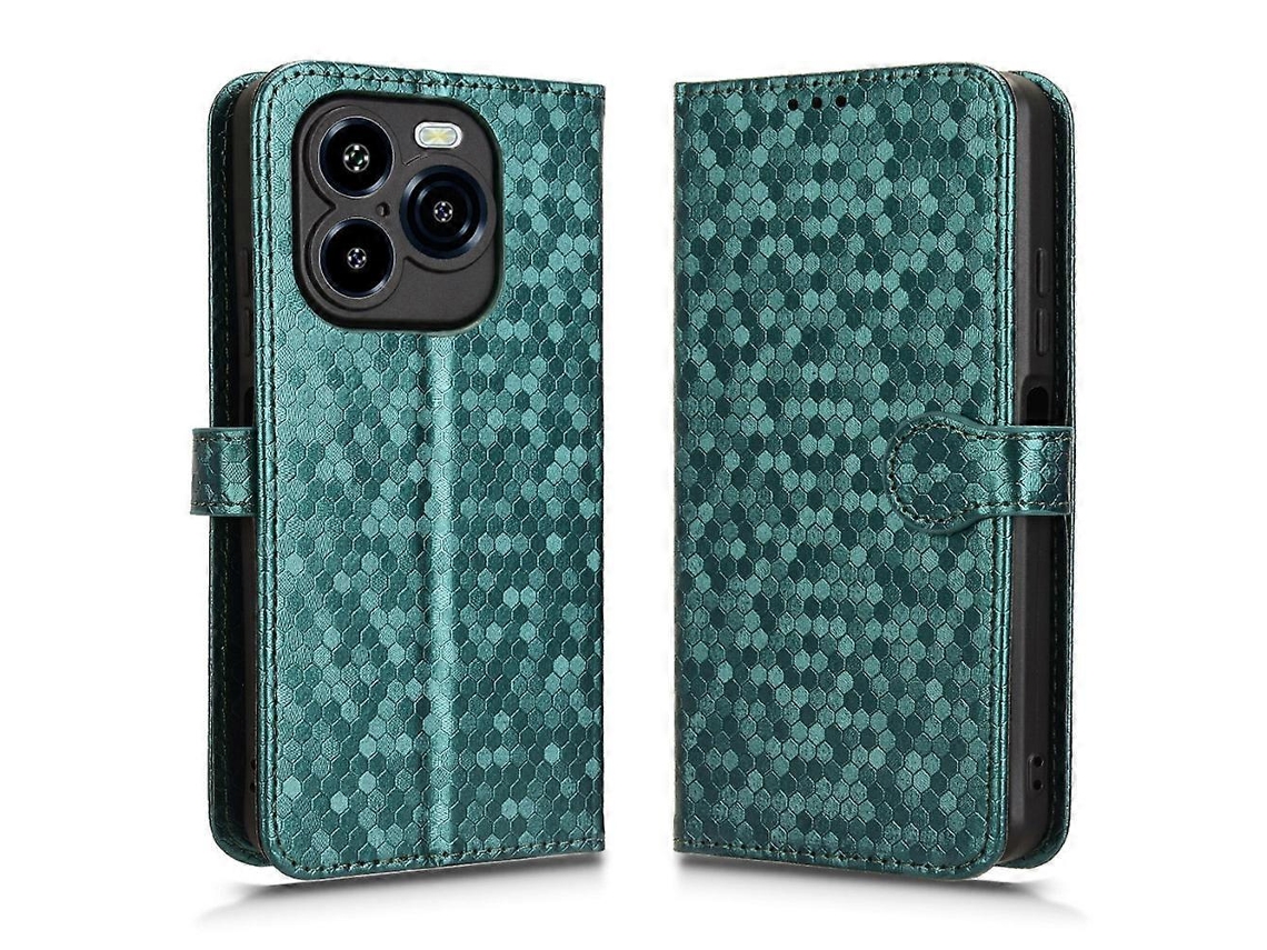 Capa Tipo Carteira Tkdaddy Para Oukitel C65 Pro / C65 Com Estampa De Bolinhas E Couro Sintético E Alça De Pulso, Verde