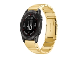 Bracelete Para Garmin Fenix 7x Pro (51mm) - Aço Inoxidável - Estampa De Casco De Tartaruga (26mm) Dourado