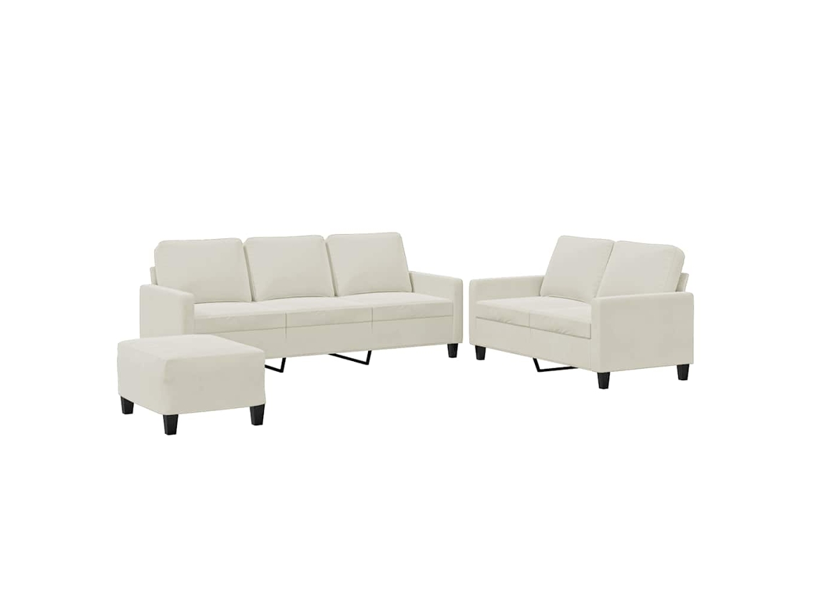 Conjunto de Sofás 3 Peças com Almofadões veludo creme MAISON EXCLUSIVE