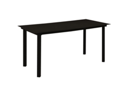 Vidaxl Mesa De Jantar Para Jardim 150x80x74 Cm Aço E Vidro Preto