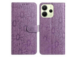 Capa De Couro Com Estampa De Margaridas E Suporte Para Carteira Para Xiaomi Redmi Note 14 4g (164,84 Mm) - Capa Protetora Roxa Clara
