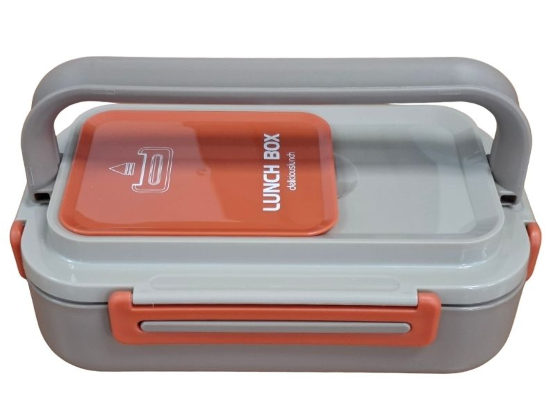 Lancheira com Asa LPM para Refeições, 850 Ml, com Talher, Seguro para Micro ondas, Fácil de Limpar, Reutilizável. Tamanho 7.5x13x21cm