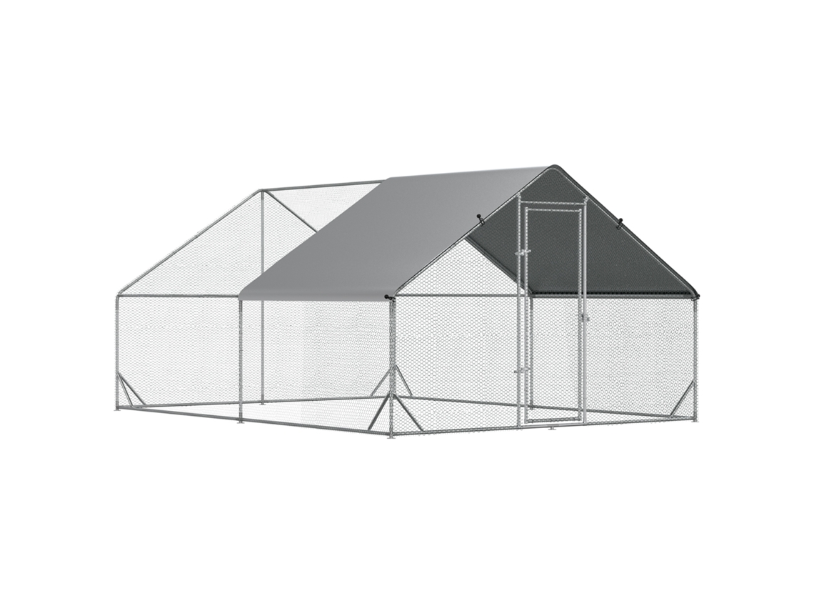 Galinheiro de Exterior Grande 3x4x2m Galvanizado com Teto de Pe TOPBRICO