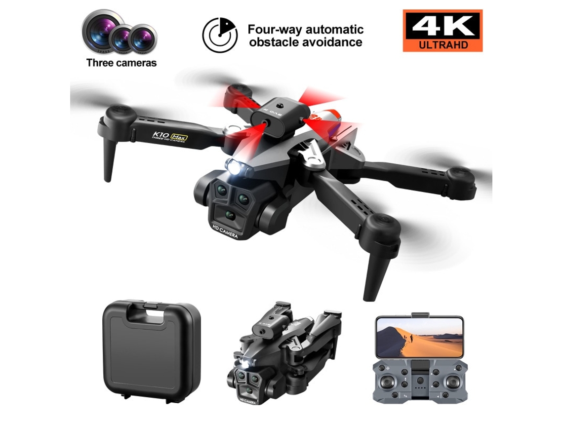 Mini Drone Bestvite Dobrável K10 Max Com Câmera 4k (3 Baterias Duração Da Bateria 15 Min Preto)