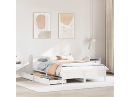 Cama De Casal | Camas Para Quarto | Cama Sem Colchão 120x200 Cm Madeira De Pinho Maciça Branco