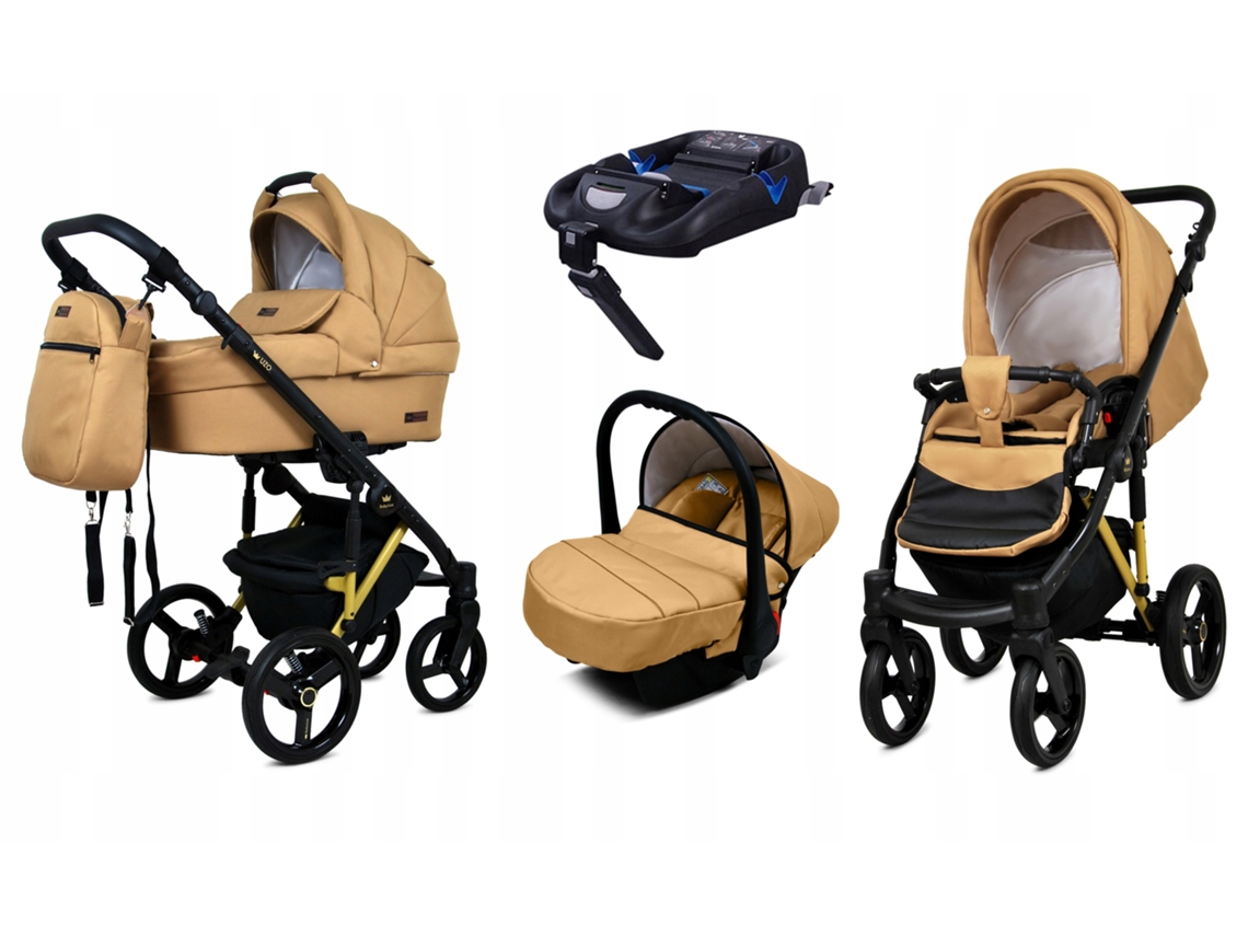 Carrinho De Bebé Multifuncional Babylux Uzo 4 Em 1 -sand Pearl Gold Frame - Ajustável E Dobrável Construção Leve Em Alumínio - Acessórios