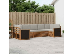 Vidaxl Conjunto De Sofá Sectional 6 Pcs Natural E Cinzento-claro