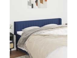 Vidaxl Cabeceira De Cama C/ Abas Tecido 163x16x78/88 Cm Azul