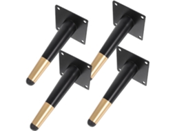 Doitool Conjunto De 4 Pés Metal Para Móveis Estilo Meados Do Século Xx, Preto E Dourado, Para Cômoda, Armário Ou Mesa De