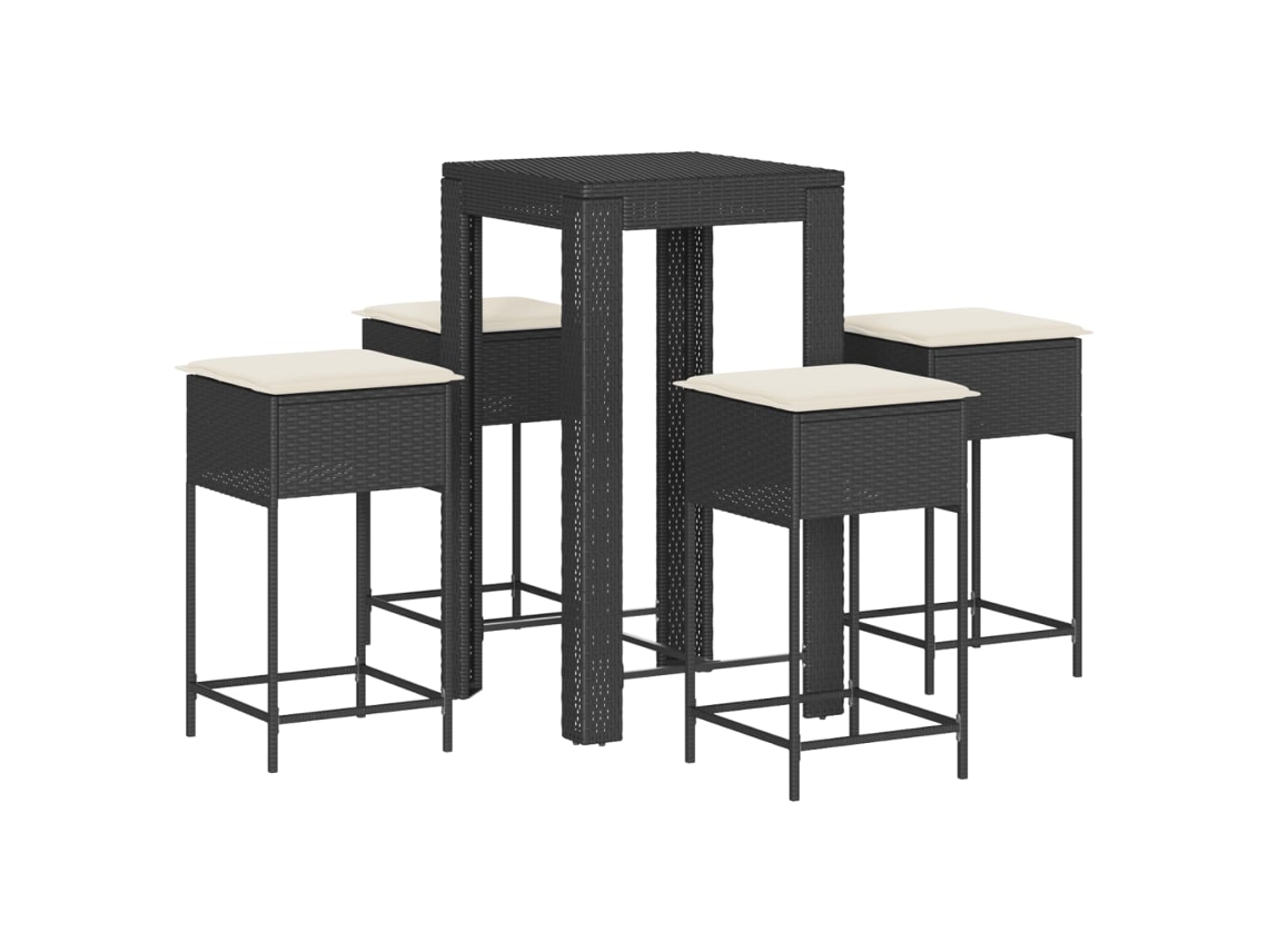 Garden Bar Set, Garden Bar Sets Vidaxl Preto Rattan / Vime (60.5 X 60.5 X 110.5 Cm)