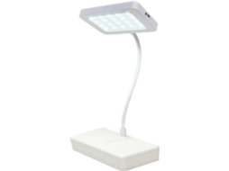 Luminária de mesa, resistente, portátil e decorativa para ambientes internos.