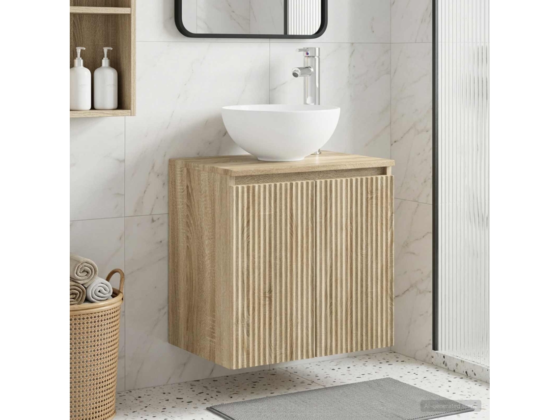 Vidaxl Vaidade Com Pia Suspensa Carvalho Sonoma 49,5 X 35 X 63 Cm