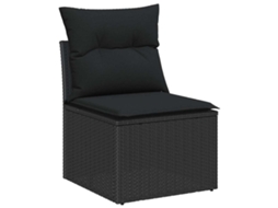 Maison Exclusive - Conjunto De Sofá De Jardim 7 Pcs Preto Rattan E Aço E Vidro