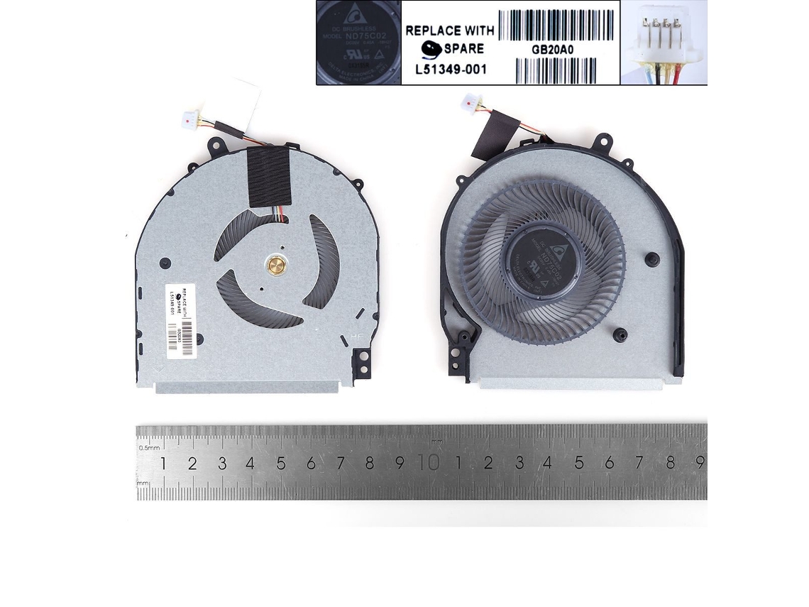 Ventilador original para laptop Hp 14 Dh1036tx 14m Dh Tpn W139, sem capa compatível