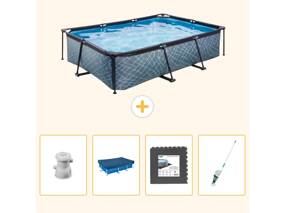 Exit-toys Piscina Exit Retangular - Efeito Pedra - 300x200x65 Cm - 5-peças S262