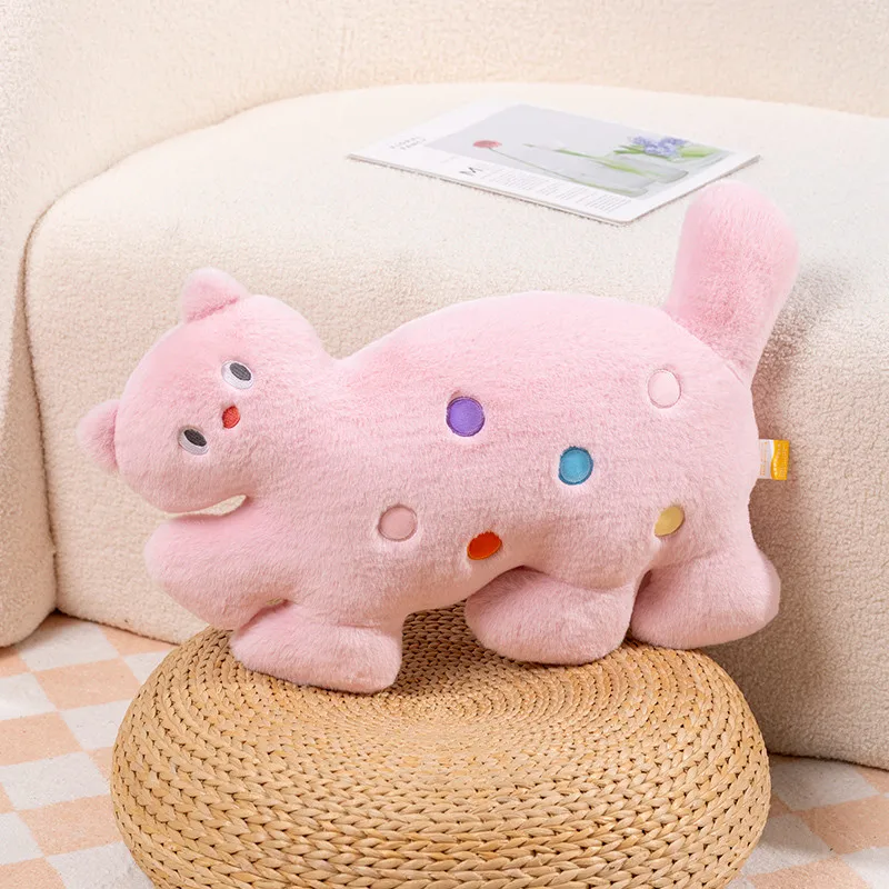 Almofada para Sofá com Estampa de Gato de Bolinhas Rosa Almofada Fofa para Adultos MDUG (75 Cm)