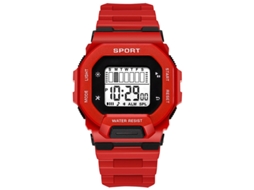 Relógio Esportivo Masculino (vermelho), Relógio Digital Multifuncional Led À Prova D'água