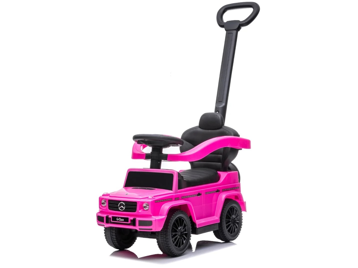 Carro para Niños com Guiador Mercedes G63 2 em 1 para Crianças 1 a 3 Anos Carro de Empurrar, com Buzina Compartimento de Arrumação Rosa VROOOMY