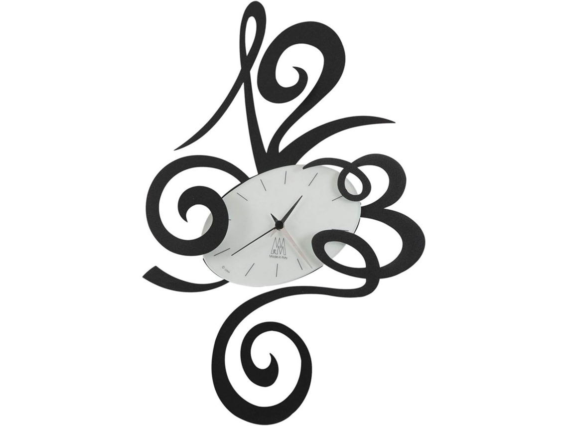 Relógio De Parede Robin Preto Ø45 Em Aço, Estilo Minimalista E Silencioso, Ideal Para Casa E Escritório, Feito Na Itália Arti Mestieri