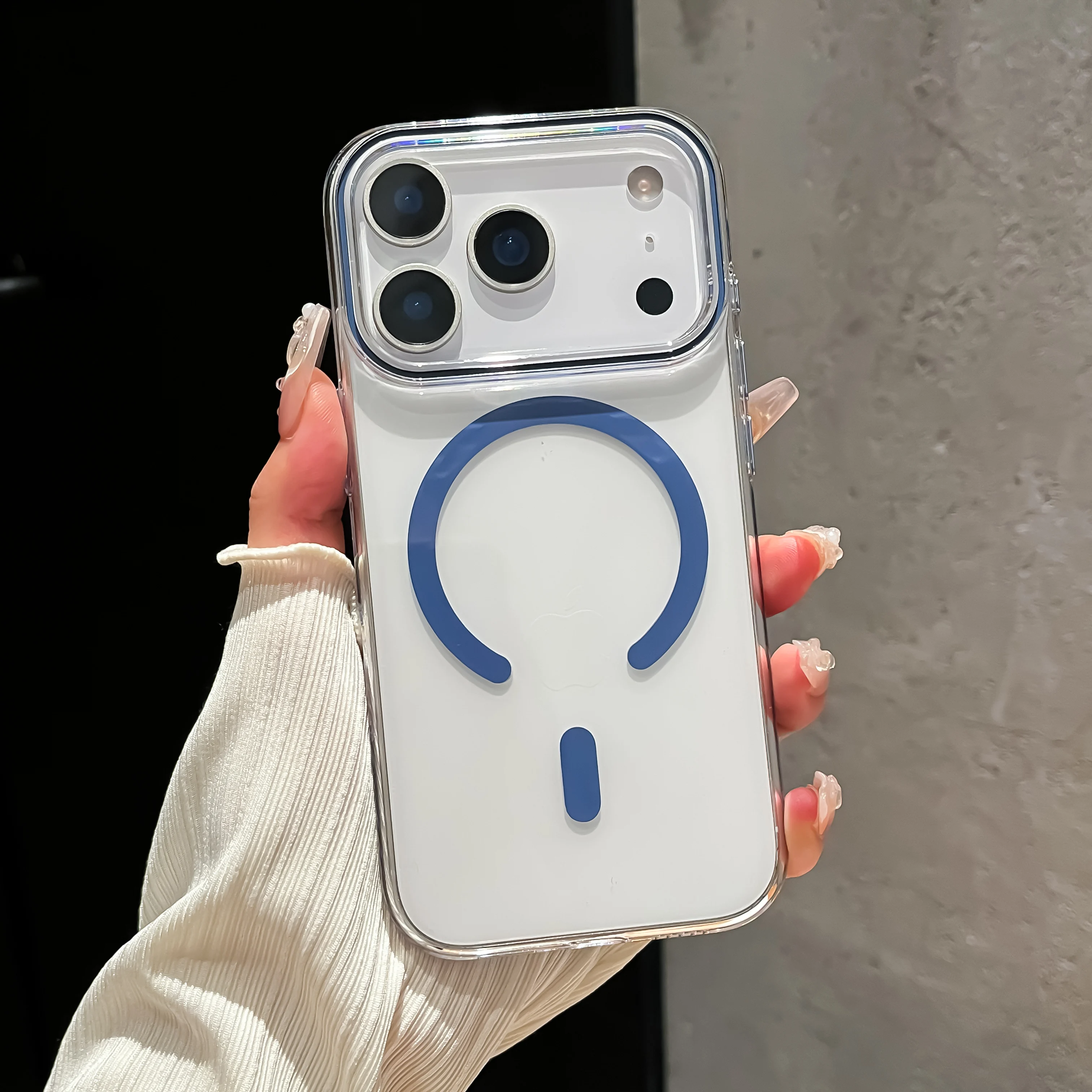 Capa Protetora Transparente E Resistente A Impactos Para Carregamento Sem Fio (azul, Iphone 17)