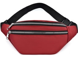 Bolsa De Cinto Em Tecido Oxford Desportiva - Pochete Resistente - Vermelho