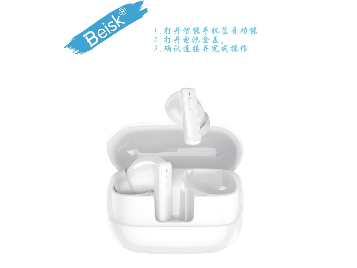 True Wireless Bluetooth Earbuds, Black/white Tws In Ear Headphones Beisk