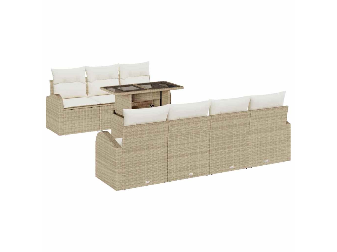 Maison Exclusive - Conjunto De Sofá De Jardim 8 Pcs Bege Rattan De Polipropileno