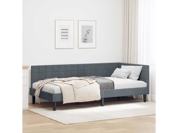 Vidaxl Estrutura De Cama De Canto Cinza Escuro 90 Cm X 200 Cm Veludo