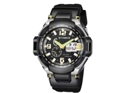 Relógio esportivo multifuncional Synoke para homens, relógio de pulso eletrônico (preto/amarelo)