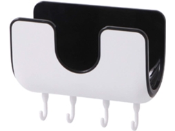 Suporte autoadesivo para tampas de panelas Omni com 4 ganchos, organizador de parede para cozinha para pratos e tábuas de corte, preto.