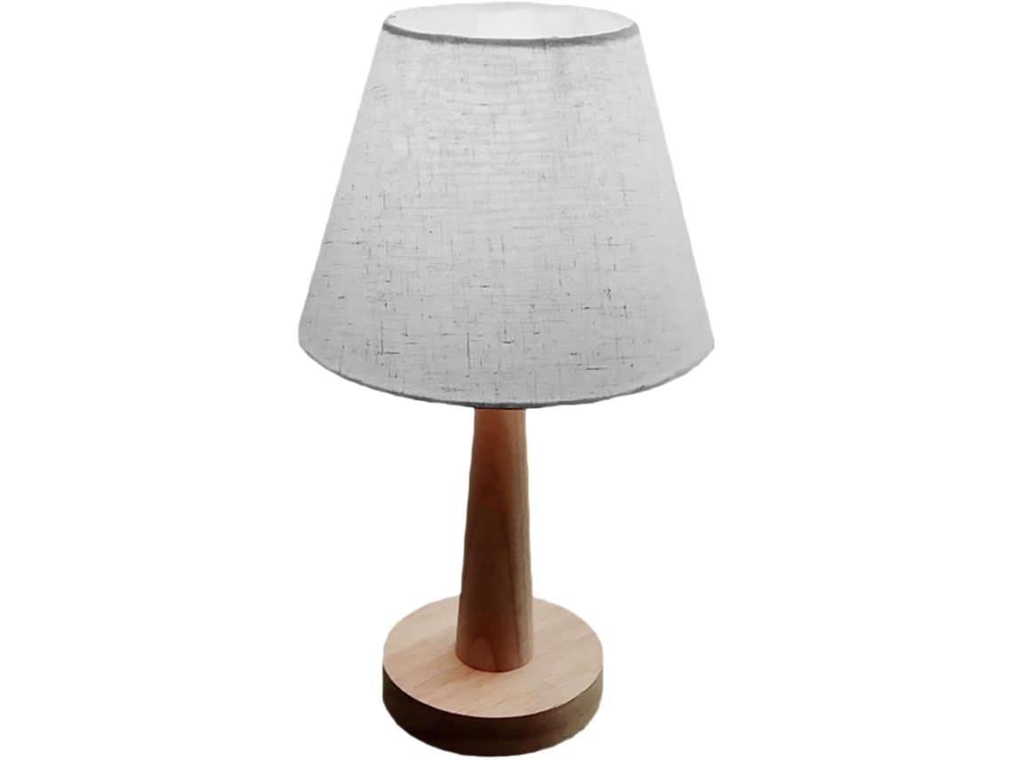 Abajur De Mesa Madeira Com Cúpula Tecido, Luminária De Cabeceira Led Para Decoração Quarto Simples E Moderna