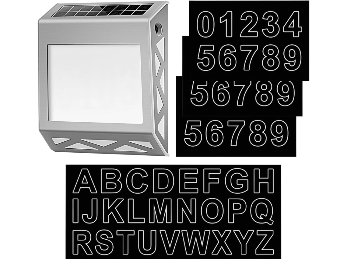 Placa De Números Residenciais Com Energia Solar, Placas De Endereço Externas Em Led Com Estrutura Metálica, Adesivos De