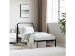 Vidaxl Estrutura de Cama com Cabeceira 90x190 Cm Metal Preto