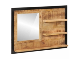 Vidaxl Espelho Com Prateleiras 80x8x55 Cm Vidro E Mangueira Maciça