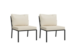Maison Exclusive - Cadeiras De Jardim C/ Almofadões Cor Areia 2 Pcs 60x74x79cm Aço