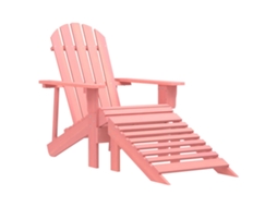 Vidaxl Cadeira Adirondack Para Jardim Com Otomano Abeto Maciço Rosa