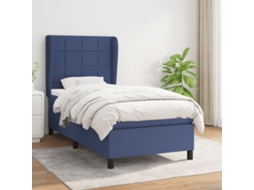 Cama Com Molas/colchão 90x190 Cm Tecido Azul